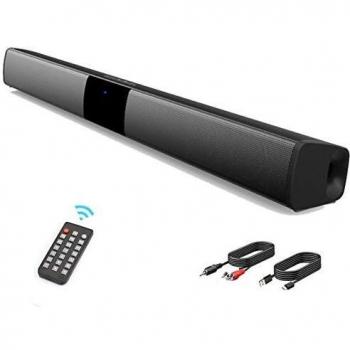 Soundbar stéréo HD Audio Son Surround Home Cinéma avec Télécommande, Support RCA, AUX, Carte TF