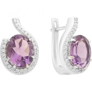 Brillo Lunar – Aretes de Plata con Amatista 5,312ct