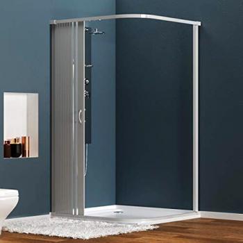RICHTECH - Box doccia estensibile in PVC con apertura laterale a due ante, dimensioni 80x90 cm