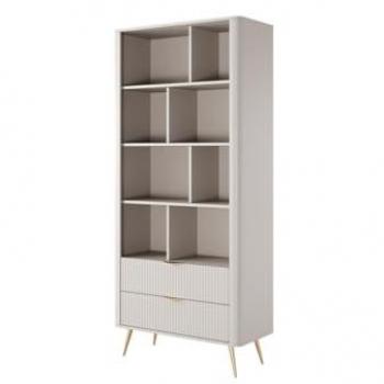 Elonaria Di Pascal Morabito Libreria a 2 Cassetti, 8 Nicchie in MDF Beige & Oro