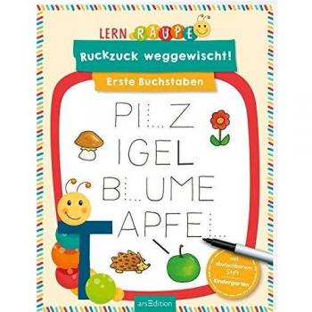 ARSEDITION 132883 Lernraupe - Ruckzuck weggewischt! Erste Buchstaben