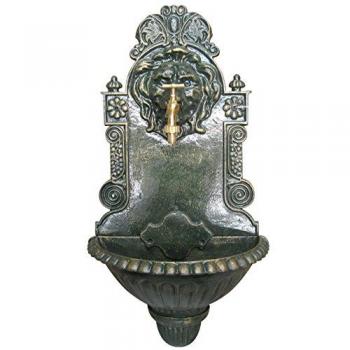 Fontana in Ghisa Antichizzata Verde con Rubinetto Leone