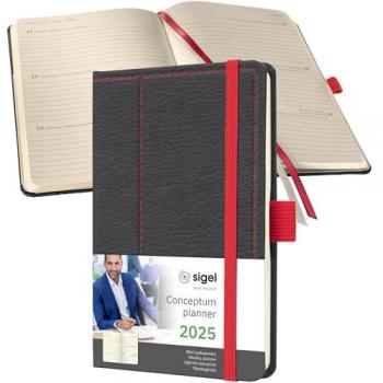Sigel Buchkalender SIGEL Kalender Wochenkalender Conceptum 2025 Casual C2556, Gummibandverschluss, Stiftschlaufe