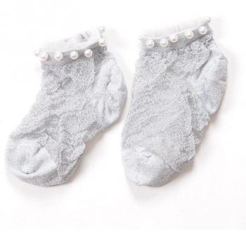 Stylish Women's Sheer Ankle Socks with Glitter and Pearls