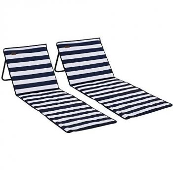 Esterilla de Playa Outsunny Acero Azul y Blanco 142x51x40 cm