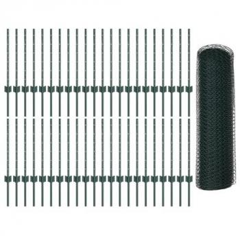 Set de 11 Postes de Cerca Verde U-Channel 60 cm