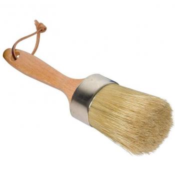 Large 2-in-1 Round Natural Bristle Chalk and Wax Paint Brush for DIY Furniture Stencils Home Decor