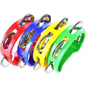 10cm Diameter Double-Row Metal Bell Tambourine - Hand-Held Percussion
