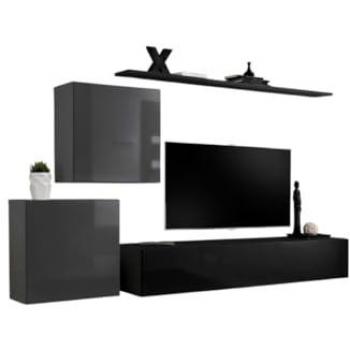 Meublorama: Set Salotto SWITCH V Design Nero e Grigio Lucido