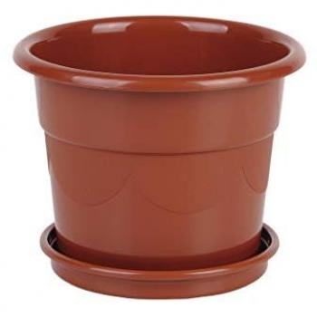 COFAN Maceta dalia color marron 36.5X32.5 + plato 31.5CM