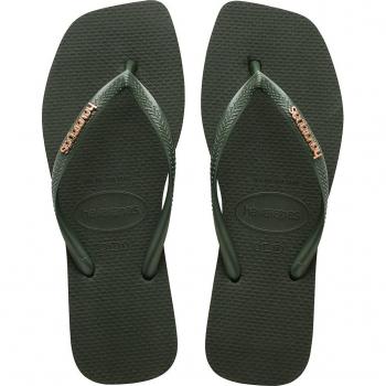 Chanclas Havaianas Oliva Square Logo Metalizado para Mujer