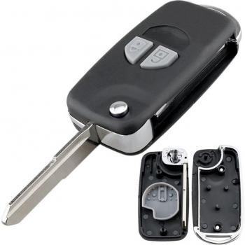 Bouton de Contrôle Universel Pliant 2× – Porte‑Clés Coquille Auto, Lame HU87, Adapté Suzuki SX4