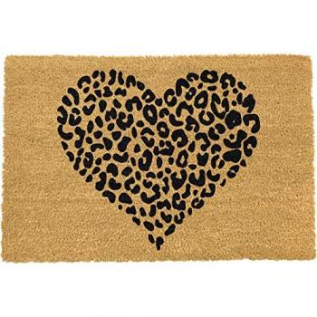 Leopard Print Heart Doormat - 60x40cm