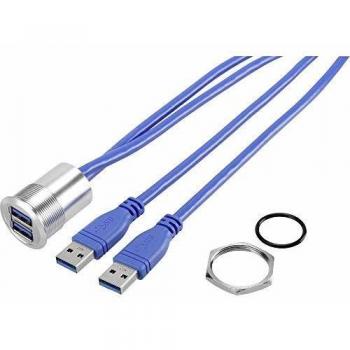 Tru Components USB A 3.0 Dual Socket Adapter with Cables - Gray