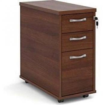 Slimline 3-Drawer Mobile Pedestal in Walnut