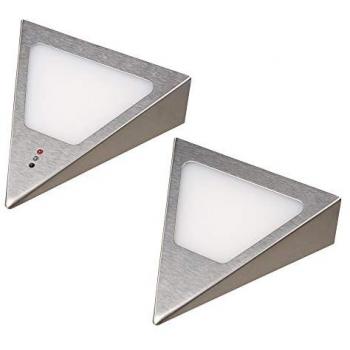 Kalb LED Unterbauleuchte Dreieck LED Unterbauleuchten mit Sensor, Warmweiß, dimmbar, Edelstahl, 2er Set warmweiss