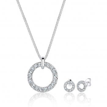 Elli Ohrring-Halskette Set »Kreis Kristalle 925 Silber«