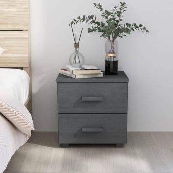 Hamar Bedside Cabinet – Dark Grey, 40cm x 35cm x 44.5cm, Solid Pinewood