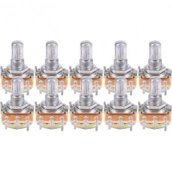 10pcs 5K ohm 6mm Split Knurled Shaft Rotary Potentiometer