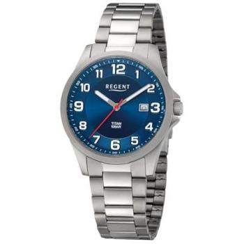 Regent Quarzuhr Titan Blau 10 Bar