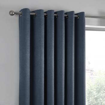Strata Navy Dim Out Eyelet Curtains