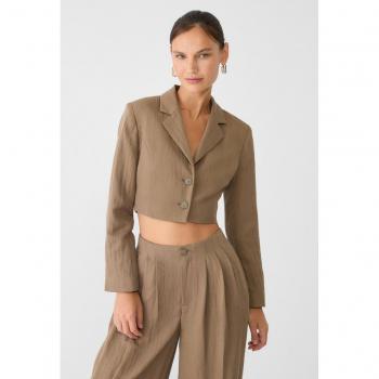 Cropped Brown Blazer with Tie – Stradivarius, S