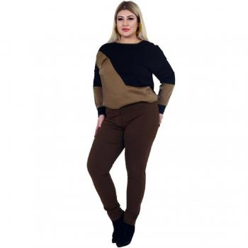 Fierte Pantaloni de damă Plus Size Lm32050 Închidere cu fermoar Pânză cu talie normală L cămilă