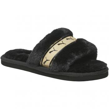 Chaussons Puma Fluff Remix Noir Doré Femme 37
