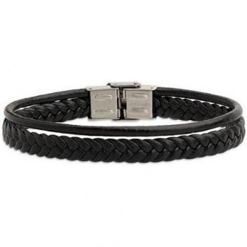 XENOX Edelstahl-Leder Armband LEATHER & MORE, X2594B