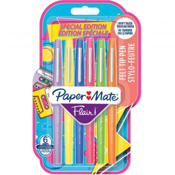 Penna FLAIR/NYLON versione RETRO in Blister da 6 colori