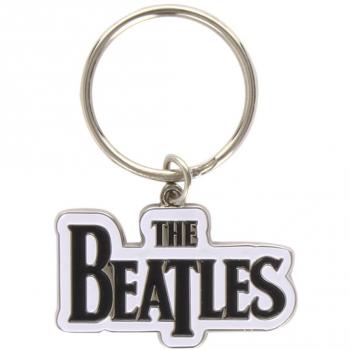 The Beatles Drop T White Logo Keyring