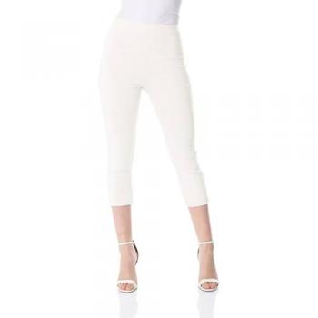 Ivory Cropped Stretch Capri Trousers for Women