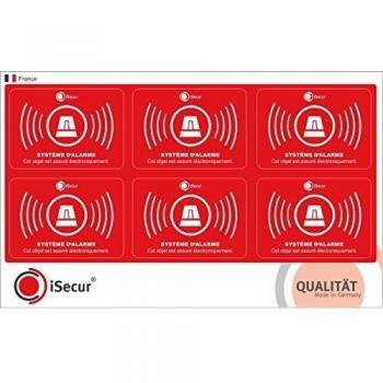 6 unidades etiqueta Alarma, iSecur, alarmado, 5x3,5cm, Art. Hin_240, aviso de alarma, adhesivo exterior para ventanas, hogar, vehículo, camión, material de construcción