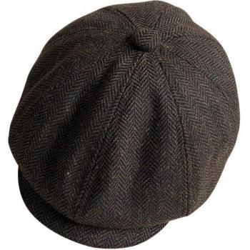 BLM299 Gatsby Herrenflache Kappe aus Braun‑Wolle