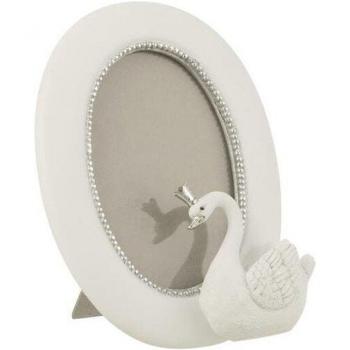 Cadre Décor Cygne 20 cm Blanc et Argente