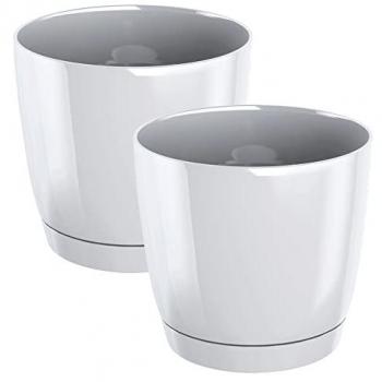 2x Maceta redonda de plástico Coubi Round P - Blanco 18x18x16.5 cm