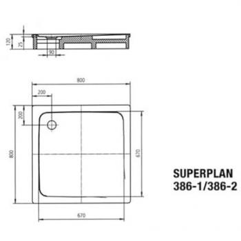 Superplan Classic 386‑1 Duschwanne – 80 × 80 cm, Perl‑Effekt