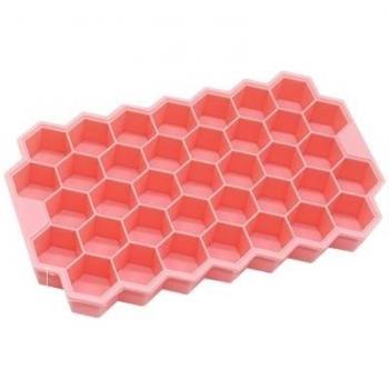 Confezione da 2 vaschette silicone per cubetti di ghiaccio rosse con tappo