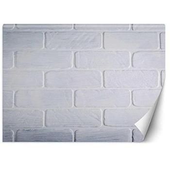 Papier Peint Noir et Blanc - Mur de Briques - 200x140 cm