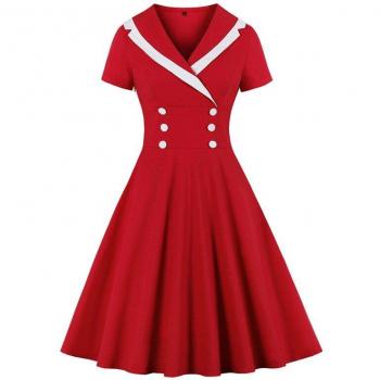 Vintage Bordstein Kragen Kleid für Damen