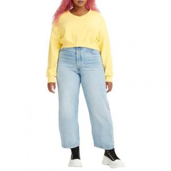 Jeans rectos tobilleros Levi's Ribcage Azul Claro (32/27) para mujer