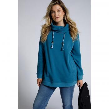 Felpa Donna Taglia Grande con Collo Alto, Blu, 48/50, Cotone/Poliestere