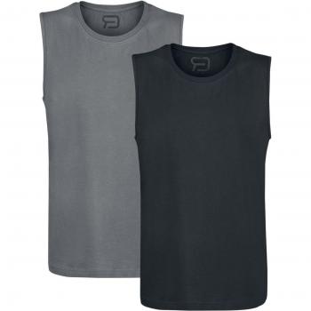 T-shirt sans manches R.E.D. by EMP – Double Pack – Homme – Noir / Gris – S–XXL