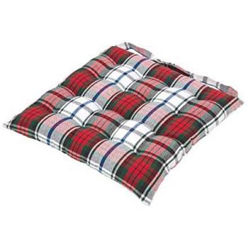 Homescapes Red Tartan Seat Pad 40 x 40 cm