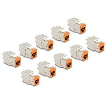 DELOCK 88117 - Keystone Modul RJ45 Buchse zu LSA Cat.6A orange 10 Stück