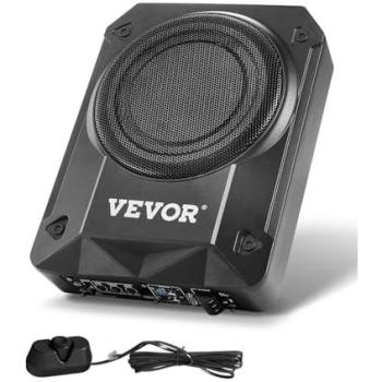 VEVOR Compact 800W 8″ Underseat Subwoofer – Low Profile Power & Volume Control