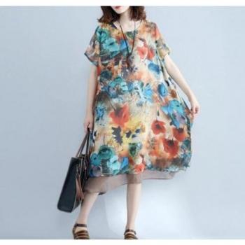 Vestido de Playa Floral Suelto para Mujer Talla Grande LY880