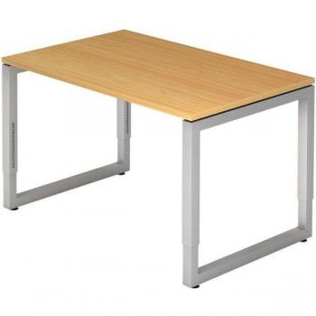 Mcbuero.de Schreibtisch O-Fuß eckig 120x80cm Buche/Silber