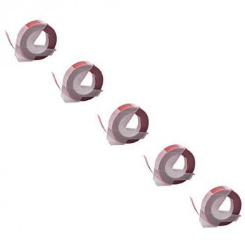 5x 3D Embossing Label Tape Replacement for Dymo S0898150, 520102, 0898150 for Label Printer 9 mm, White on Red - Vhbw