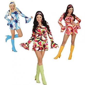Costume vintage da donna degli Anni 70 con taglio fashion chic in taglia L e colori brillanti